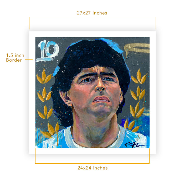 17 - Diego Maradona, El Pibe de Oro - Embellished Print