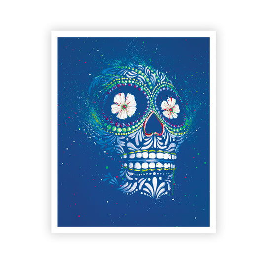 14 - Blue Talavera Skull - Print